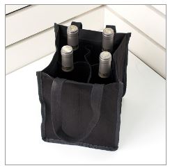 【客製化】20個含1色印刷 超聯捷 黑色帆布袋紅酒袋(4瓶裝) 宣導品 禮贈品  S1-01082A-20