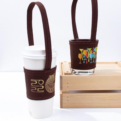 【客製化】超聯捷 全彩燙印 寬版帆布飲料杯提袋 宣導品 禮贈品 S1-01088AB5